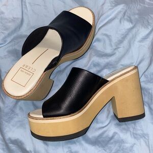 Dolce Vita Black and Tan Wedge Sandals